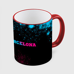 Кружка 3D Barcelona - neon gradient: надпись и символ, цвет: 3D-красный кант