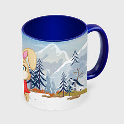 Кружка 3D Зайка с леденцом Новый год, цвет: 3D-белый + синий