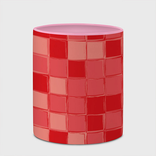Кружка цветная Красный паттерн из кубов / 3D-Белый + розовый – фото 2