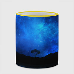 Кружка 3D Звездное небо и одинокое дерево, цвет: 3D-желтый кант — фото 2