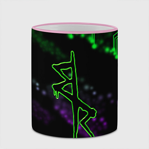 Кружка цветная Логотип киберпанков из Cyberpunk: edgerunners / 3D-Розовый кант – фото 2