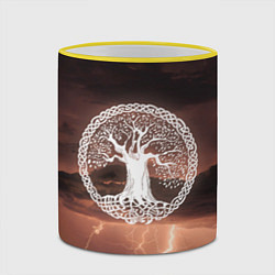 Кружка 3D Yggdrasil white rune, цвет: 3D-желтый кант — фото 2