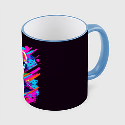Кружка 3D Jason Statham - pop art, цвет: 3D-небесно-голубой кант