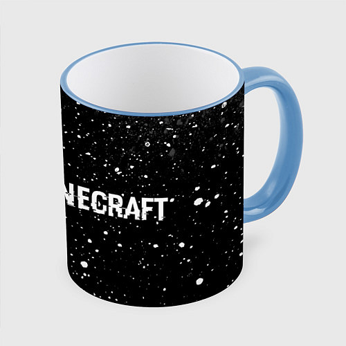 Кружка цветная Minecraft glitch на темном фоне: надпись и символ / 3D-Небесно-голубой кант – фото 1