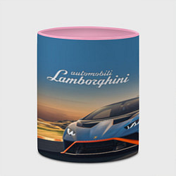 Кружка 3D Lamborghini Huracan STO - car racing, цвет: 3D-белый + розовый — фото 2