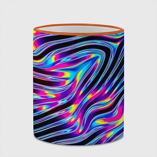 Кружка цветная Голографические полосы / 3D-Оранжевый кант – фото 2