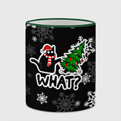 Кружка 3D What котик роняет ёлку, цвет: 3D-зеленый кант — фото 2