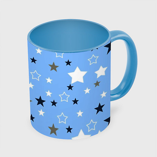Кружка цветная Звёзды на голубом фоне / 3D-Белый + небесно-голубой – фото 1