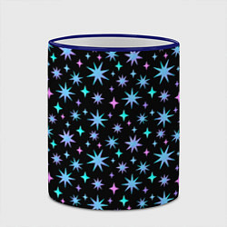 Кружка 3D Зимние цветные звезды, цвет: 3D-синий кант — фото 2