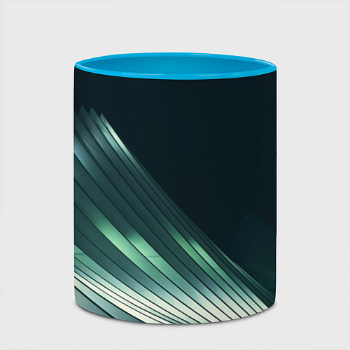 Кружка цветная Геометрические сияющие металлические листы / 3D-Белый + небесно-голубой – фото 2