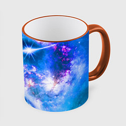 Кружка 3D Космос - планета и яркая звезда, цвет: 3D-оранжевый кант