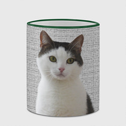 Кружка 3D Задумчивый котик, цвет: 3D-зеленый кант — фото 2