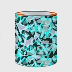 Кружка 3D Пятнистый абстрактный узор серый с бирюзовыми лини, цвет: 3D-оранжевый кант — фото 2