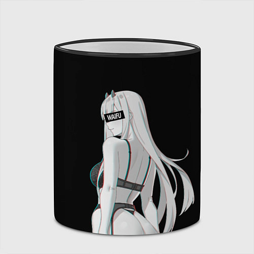 Кружка цветная Waifu Zero Two / 3D-Черный кант – фото 2