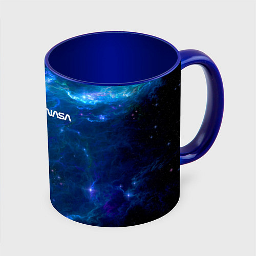 Кружка цветная Бескрайний космос - Nasa / 3D-Белый + синий – фото 1