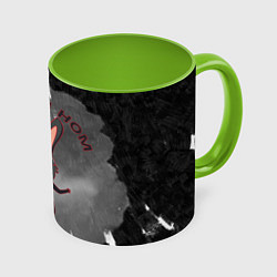 Кружка 3D Черный кролик ом ном ном, цвет: 3D-белый + светло-зеленый