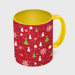Кружка 3D Red new year, цвет: 3D-белый + желтый