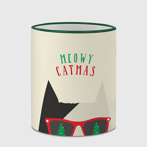 Кружка цветная Meowy catwas / 3D-Зеленый кант – фото 2