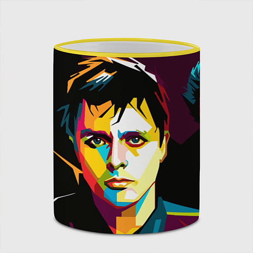 Кружка цветная Green day portrait / 3D-Желтый кант – фото 2