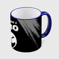 Кружка 3D На Земле с 1980: краска на темном, цвет: 3D-синий кант