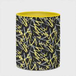 Кружка 3D Кривые линии гранж, цвет: 3D-белый + желтый — фото 2