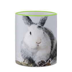 Кружка 3D Кролик с шишками и игрушками, цвет: 3D-светло-зеленый кант — фото 2