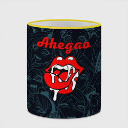 Кружка 3D Ахегао рот -ahegao lips, цвет: 3D-желтый кант — фото 2