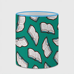 Кружка 3D Книжный узор, цвет: 3D-небесно-голубой кант — фото 2
