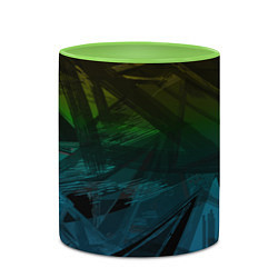 Кружка 3D Черный абстрактный узор на сине-зеленом фоне, цвет: 3D-белый + светло-зеленый — фото 2