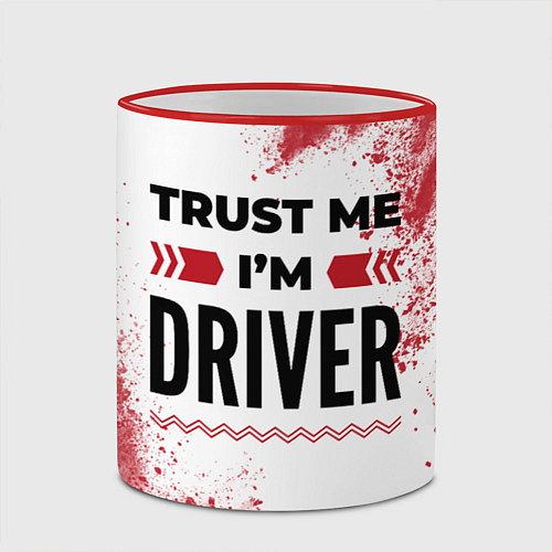 Кружка цветная Trust me Im driver white / 3D-Красный кант – фото 2