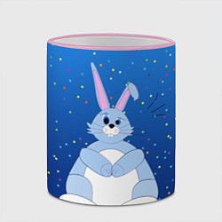 Кружка 3D Косой кролик и конфетти, цвет: 3D-розовый кант — фото 2