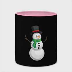 Кружка 3D Новогодний снеговик с шарфом, цвет: 3D-белый + розовый — фото 2