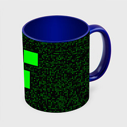 Кружка 3D Minecraft green squares, цвет: 3D-белый + синий