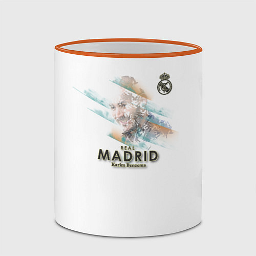 Кружка цветная Karim Benzema - Real Madrid / 3D-Оранжевый кант – фото 2