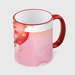 Кружка 3D Мишка в чашке с сердечком, цвет: 3D-красный кант