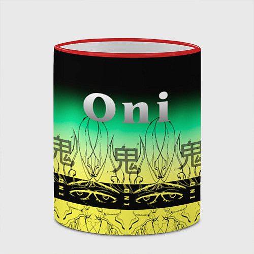 Кружка цветная ONI демон / 3D-Красный кант – фото 2