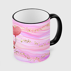 Кружка 3D Мишка с шариком Love, цвет: 3D-черный кант