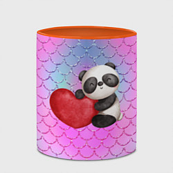 Кружка 3D Милая панда с сердечком, цвет: 3D-белый + оранжевый — фото 2