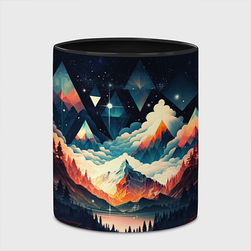 Кружка цветная Футуризм горы / 3D-Белый + черный – фото 2