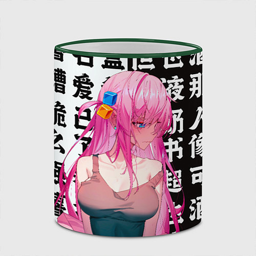 Кружка цветная Bocchi the rock аниме / 3D-Зеленый кант – фото 2