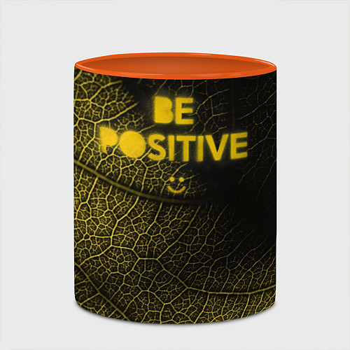 Кружка цветная Be positive / 3D-Белый + оранжевый – фото 2