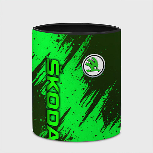 Кружка цветная Skoda - green / 3D-Белый + черный – фото 2