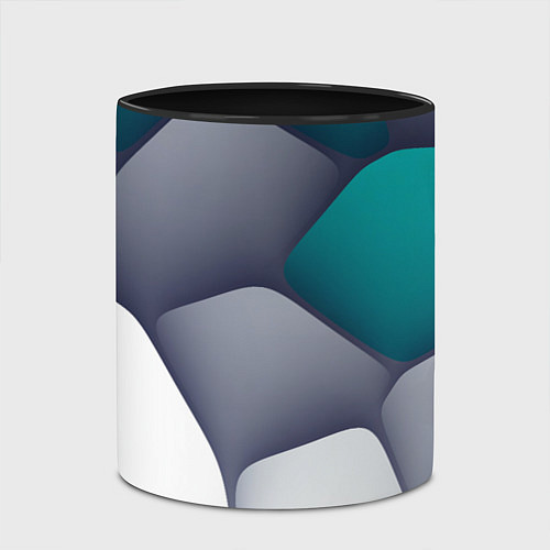 Кружка цветная Серо-бело-синий каменный паттерн / 3D-Белый + черный – фото 2