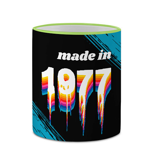 Кружка цветная Made in 1977: liquid art / 3D-Светло-зеленый кант – фото 2