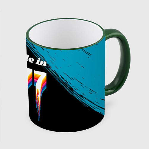 Кружка цветная Made in 1977: liquid art / 3D-Зеленый кант – фото 1