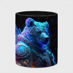 Кружка 3D Неоновый медведь воин, цвет: 3D-белый + черный — фото 2