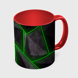 Кружка 3D Stripes Abstract green, цвет: 3D-белый + красный