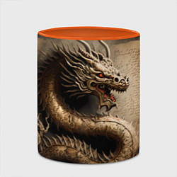 Кружка 3D Китайский дракон с открытой пастью, цвет: 3D-белый + оранжевый — фото 2