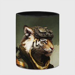 Кружка 3D Тигр в милитари форме, цвет: 3D-белый + черный — фото 2
