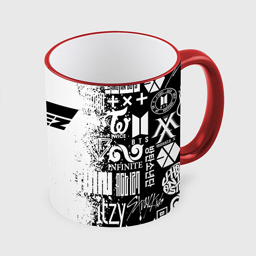 Кружка цветная Ateez black and white / 3D-Красный кант – фото 1